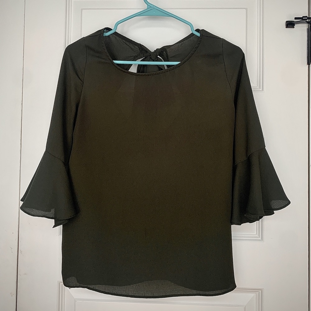 Olive Tie Back Blouse